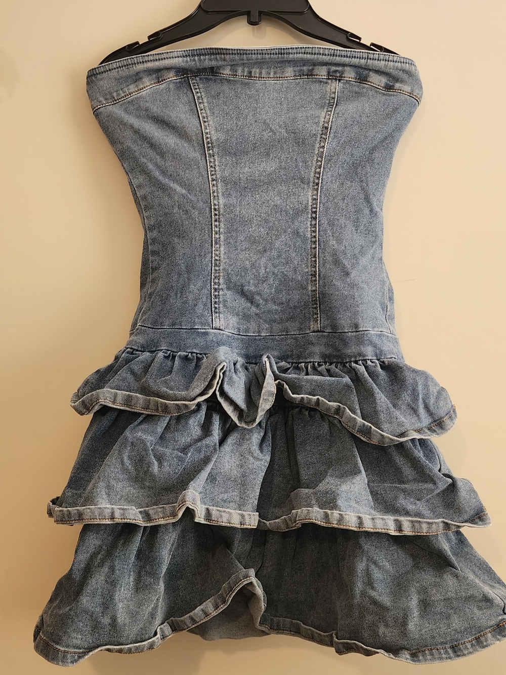 SHEIN Light Blue Denim Ruffle Tiered Skirt